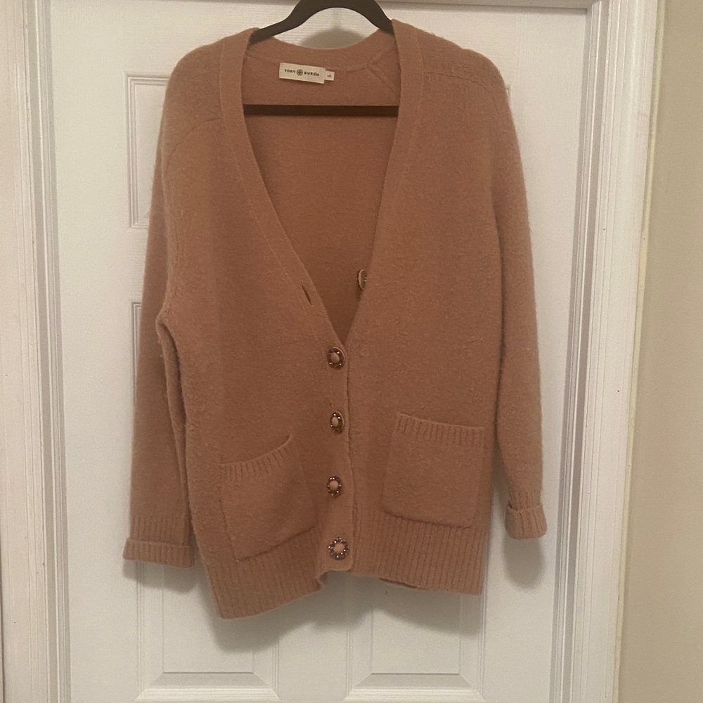 Tory Burch Camel Button-Up Cardigan